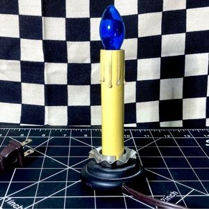 Candle Lamp Electric Primitive Light Wood Base Country